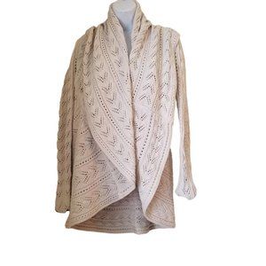 CABI Open Knit White Circle Sweater XL